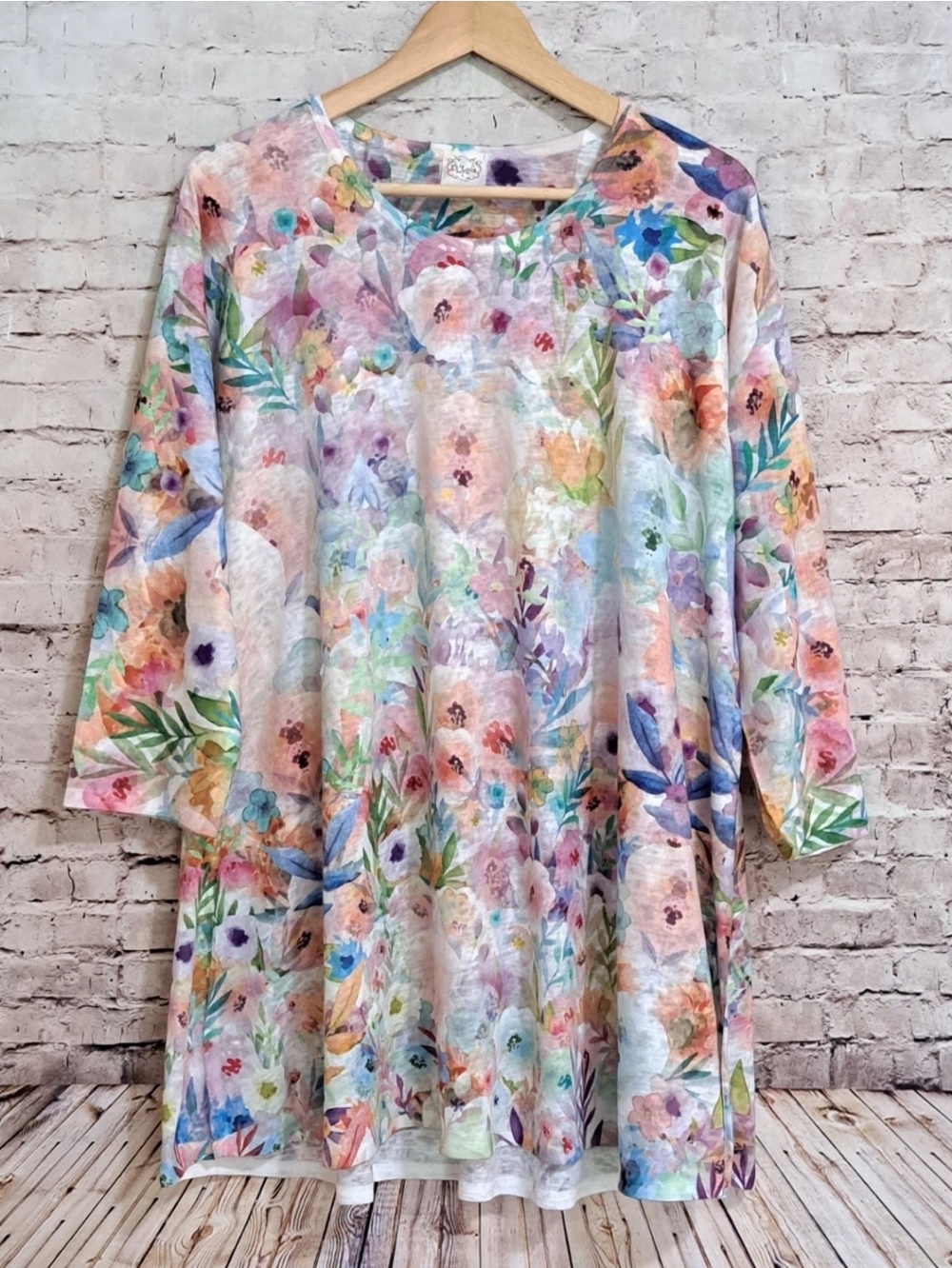 Et Lois A-Line Tunic Top Large Floral Artsy